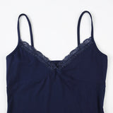 Bonnyshow  Fashion Lace Patchwork Sexy Basic Camisole Backless Solid Streetwear Slim Deep V-neck Chic Top 90s Elastic Clothes
