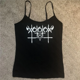 Bonnyshow  Punk Streetwear Black Casual Camisole Crop Tops Women's Grunge Gothic Tee Y2k Style Clothes Punk Slim Girl Baby Gothic Emo Girls