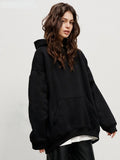 Bonnyshow Oversized Hoodies & Sweatshirts for Women Autumn Winter Thick Warm Fleece Sweatshirts Girls Streetwear Loose Pullover