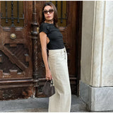 Bonnyshow  Loose High Waist A-line Denim Skirts Women Office Elegant Pockets Cargo Skirt Female 2025 Early Spring Fashion Lady Streetwears