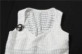 Bonnyshow  Elegant Sequined Patchwork 3 Piece Set Women Basic Scarf+Square Collar Tank Tops+Ruched Long Skirt Matching Trend Suits