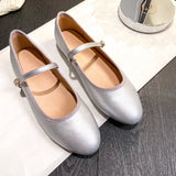 Bonnyshow  Shiny PU Leaather Flats Mary Janes Shoes Women Red Elegant Basic Pointed Toe Loafers Spring Autumn Daily Casual Black Shoes New