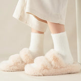 Bonnyshow Pure Color Plush Socks Women Winter Warm Mink Velvet Home Sleeping Sock Soft Thicken Thermal Fluffy Floor Socks Sox