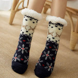 Bonnyshow Christmas Legwarmers Elk Snowflake Pattern Slipper Socks Knitted Socks Anti-slip Carpet Socks Christmas Gift Women's Accessories