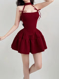 Bonnyshow  Bow Sexy Solid Women's Evening Gown Summer Elegant Chic Clubwear Party Dress Aesthetic Retro Fashion Outfits