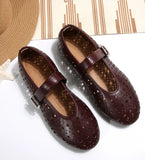 Bonnyshow  New Casual Fashionable Women's Summer Hollow Ladies Shoes Closed Toe Sandals Soft and Comfortable Ballet Flat Shoes
