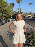 Bonnyshow  Chic Lace O-neck Shirt Pleated Skirt Set Lady Elegant White Slim Button Shirts High Waist Skirts Woman's Sets Retro Streetwear