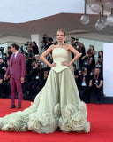 Bonnyshow Couture Dusty Green Bloom Evening Dresses Pretty Handmade Flower A-line Long Formal Party Dresses Bridal Dress
