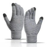 Bonnyshow Women Men Warm Winter Touch Screen Gloves Stretch Classical Knit Mittens Wool Full Finger Outdoor Cycling Driving Glove