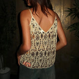 Bonnyshow  Women Semi See Through Sparkly Tank Top Sleeveless V Neck Floral Sequin Camisole Dance Rave Outfits Summer Party