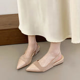 Bonnyshow  Low Heel Baotou Sandals Women's French Nude Color Pointed Small Fragrant Style Ladies Thick Heels Back Air Style Single Shoes