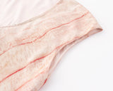 Bonnyshow  2025 Short Sleeve V Neck Summer Elegant Dress Women Striped Pink A-line Midi Dresses Holiday Vestidos