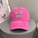 Bonnyshow Vintage Denim Bow Baseball Cap Korean Black Pink Y2k Fashions Baseball Cap Summer Sun Protection Beach Hat Japanese Women Hat