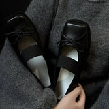 Bonnyshow  Designer Spring Women Mary Jane Shoes Fashion Square Toe Ladies Comfort Soft Sole Flats Women's Comfort Ballerinas Shoes