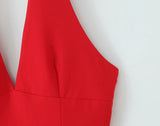 Bonnyshow  Sexy Red Halter Dress Women Slim Low Waist Spliced 3D Flower Swing A-lined Backless Short Dresses Summer Robe