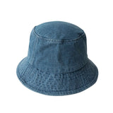 Bonnyshow Retro Denim Bucket Hat for Women Solid Color Foldable Fisherman Cap Summer Outdoor Wide Brim Panama Sun Hats Gorras