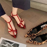 Bonnyshow  2025 Summer Womens Sandals  Fashion Pointed Toe Buckle Strap Narrow Band Low Heels Shoes Zapatos Mujer