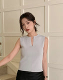 Bonnyshow  Women V-neck Good Quality Breathable Sleeveless Knit Tank Top Spring Summer New In Chic Top  MinimalStyle