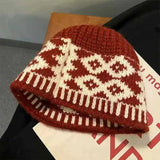 Bonnyshow Winter Women Knitted Hat Korean Warm Beanies Cap Vintage Harajuku Woolen Crochet Hats Lady Girl Pullover Caps