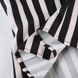 Bonnyshow  Black White Striped Shirts Vintage Button Up Long Sleeve Crop Top Aesthetic Elegant Streetwear Y2k Casual All Match Top