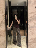 Bonnyshow  Summer Womens Leisure and comfortabel Loose T-shirt And Wear Floor Length Pants Fashion Two Piece Sets