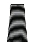 Bonnyshow Y2K Black White Stripe Long Skirts Women Split Elastic Waist Basic Elegant Knitted Skirt