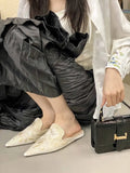 Bonnyshow  Summer New Vintage Baotou Slippers Women's Outer Wear Flat Embroidered Pointed Toe 1 Slip-on Shoes Guofeng Women's Shoes