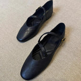 Bonnyshow  Flats Mary Jane Shoes Women Retro Sole Leather Ballet 2025 Spring Trend Dress Elegant Shoes Casual Shallow Comfort Zapatos Mujer
