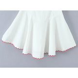 Bonnyshow  Floral Embroidery White Mini Sleeveless Dress Women Sexy V Neck Low Waist A-line Party Dresses Summer Robe 2025