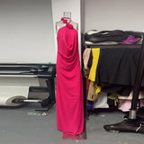 Bonnyshow  Solid Halter Flower Hollow Lady Maxi Dress Backless Bodycon 2025 Summer Elegant Women Evening Gown In The Floor Lady Party Robe