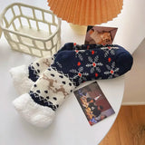 Bonnyshow Christmas Legwarmers Elk Snowflake Pattern Slipper Socks Knitted Socks Anti-slip Carpet Socks Christmas Gift Women's Accessories