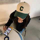 Bonnyshow Kpop Letter C Embroidery Women Baseball Cap Korean Hip Hop Men Peaked Cap Adjustable Unisex Snapback Sun Hats Gorras