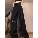 Bonnyshow Black Y2k Gothic Cargo Pants for Women Gyaru Oversized Vintage Baddies Streetwear Trousers Coquette Harajuku Techwear