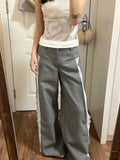 Bonnyshow Y2k Vintage Lace Suit Pants Patchwork Woman Baggy Slacks Oversized Korean Style Elegant Office Trousers Old Money Spring