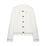 Bonnyshow  Fashion Women's Sleeveless Knit Coats Lady Top With Striped Trim Long Sleeve Button 2025 Spring Summer 2 Pieces Set Women