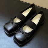 Bonnyshow  Designer Spring Women Mary Jane Shoes Fashion Square Toe Ladies Comfort Soft Sole Flats Women's Comfort Ballerinas Shoes