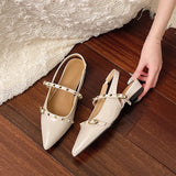 Bonnyshow  Sandals Spring Shoes All-Match Summer Heels New Pointed Retro Girls Comfort Scandals Toe Female Sandal