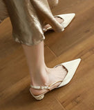 Bonnyshow  French Satin Style Sandals 2025 Spring Women New Baotou Mid Heel Design Luxury Pointed Versatile Single Shoes