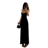 Bonnyshow  Black Camisole Dress for Children's Spring and Summer 2025 New Style High-end Temperament Hip Hugging Skirt