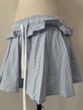 Bonnyshow  Loose Casual Blouse Stripe Shirts Mini Skirt 2 Pieces Sets Women Suit Spring Summer High Waist Short Skirt Set