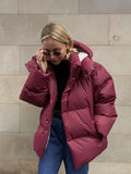 Bonnyshow Quilted Jacket Women Winter Fashion Parkas Coat Vintage Bread Jacket Outwear Office Ladies Warm Cotton Puffer Jackets