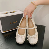 Bonnyshow  Designer Spring Women Mary Jane Shoes Fashion Square Toe Ladies Comfort Soft Sole Flats Women's Comfort Ballerinas Shoes