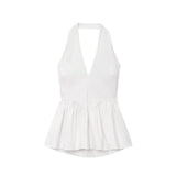 Bonnyshow  Women's Tank Top Sweet Balloon Version Sleeveless Hanging Neck Collar Strap Style Summer New Tank Top