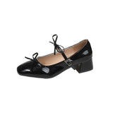 Bonnyshow  Spring Autumn Women Mary Jane Shoes Fashion Butterfly-knot Shoes Casual Low Heel Dress Street Style Shoes