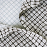 Bonnyshow  Back Tie-up Bow Checkerboard Shirt Women's Fall Spring Single-breasted Turn-down Collar Blouses Ladies Retro Plaid Tops