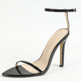 Bonnyshow  Sexy Black Sandals Women Pointed Toe Hollow Out Buckle Strap Pumps Stiletto High Heels Party Wedding Stripper Dress Shoes Femme
