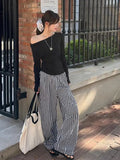 Bonnyshow Vintage Baggy Plaid Pants Woman Y2k Casual Sports Korean Fashion Wide Leg Trousers Jogging Harajuku High Waist Pantalones