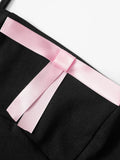 Bonnyshow  Summer Mini Night Dress Hot Club Outfits Bodycon Dress For Women Spaghetti Strap Sexi Clothing Pink Bow Tie Vestidos De Mujer