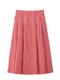 Bonnyshow  SummerRed Striped Long Skirt Women Zipper High Waist Loose Simple Midi Skirts Streetwear Fashion Casual A-line Faldas 2025 New