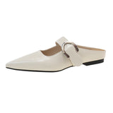 Bonnyshow  New French Style Low Heel Square Mary Jane Shoes Women's Shoes Slippers Retro Fashionable Small Leather Shoes
